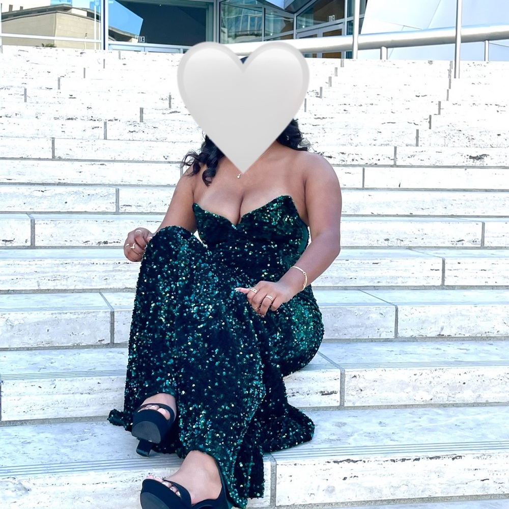 Prom Dressemerald Green Sequence Formal Dress - image 3